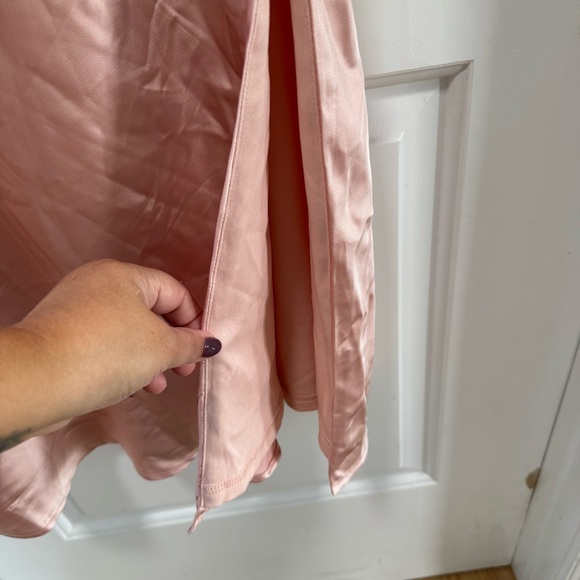 Lulus Effortless Bliss NWT XS‎ Blush Pink Satin Strapless Cowl Back Midi Dress - Picture 7 of 15